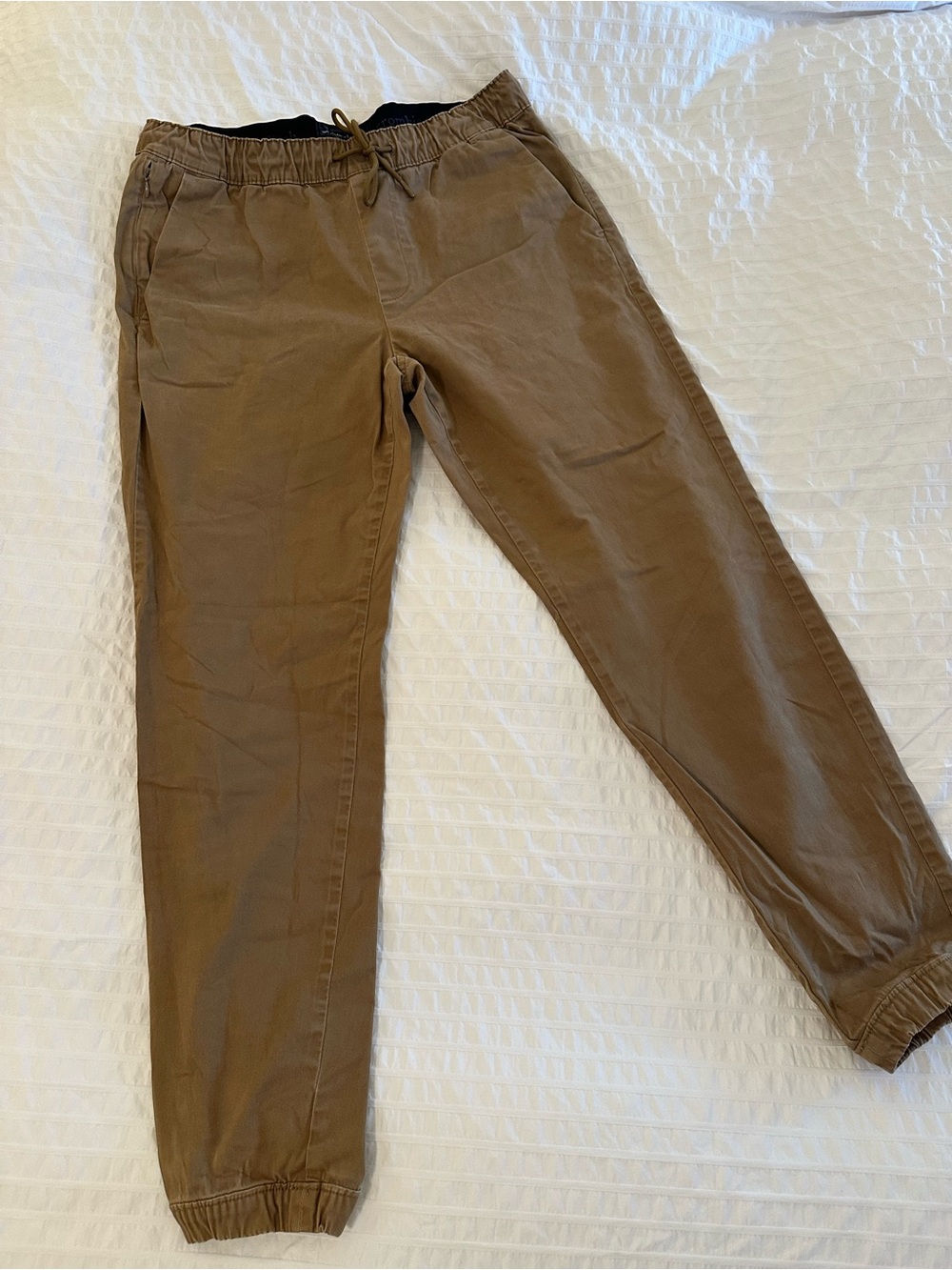 Abercrombie & Fitch Men's Tan Elastic-Waist Joggers